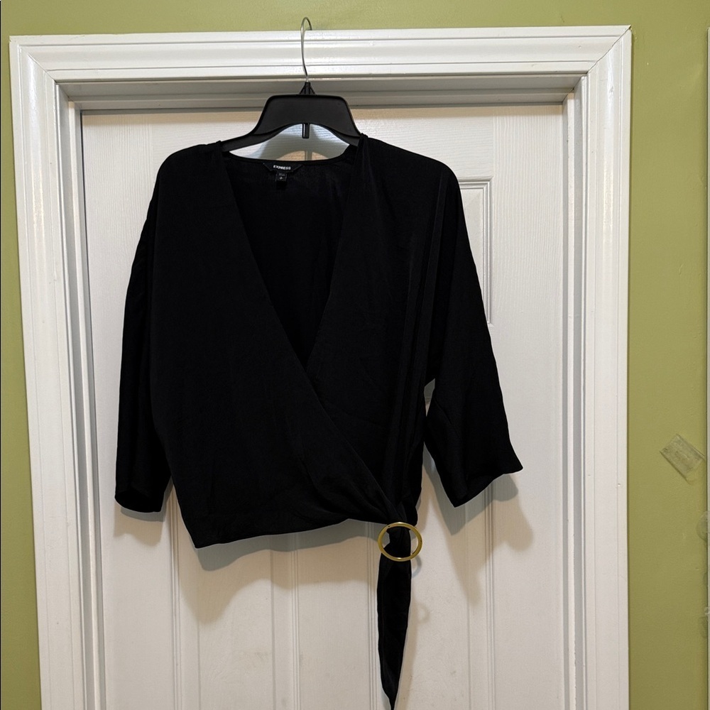 Express Black Top with Gold Accent